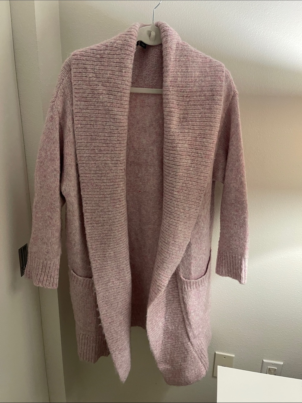 Cozy Open-Front Shawl Collar Cardigan - Lavendar